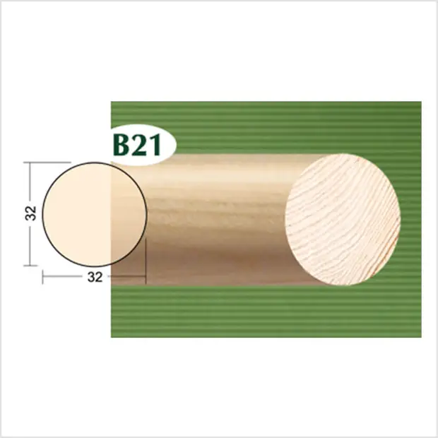 Drvena lajsna okrugli štap fi32 jela B21 – 2m-0