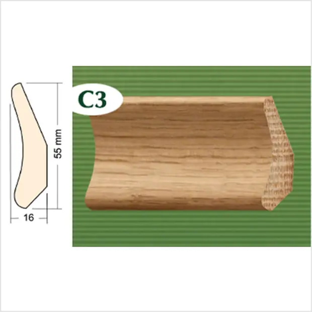 Drvena lajsna za parket bukva C-3 55x16x2400mm 1.klasa-0